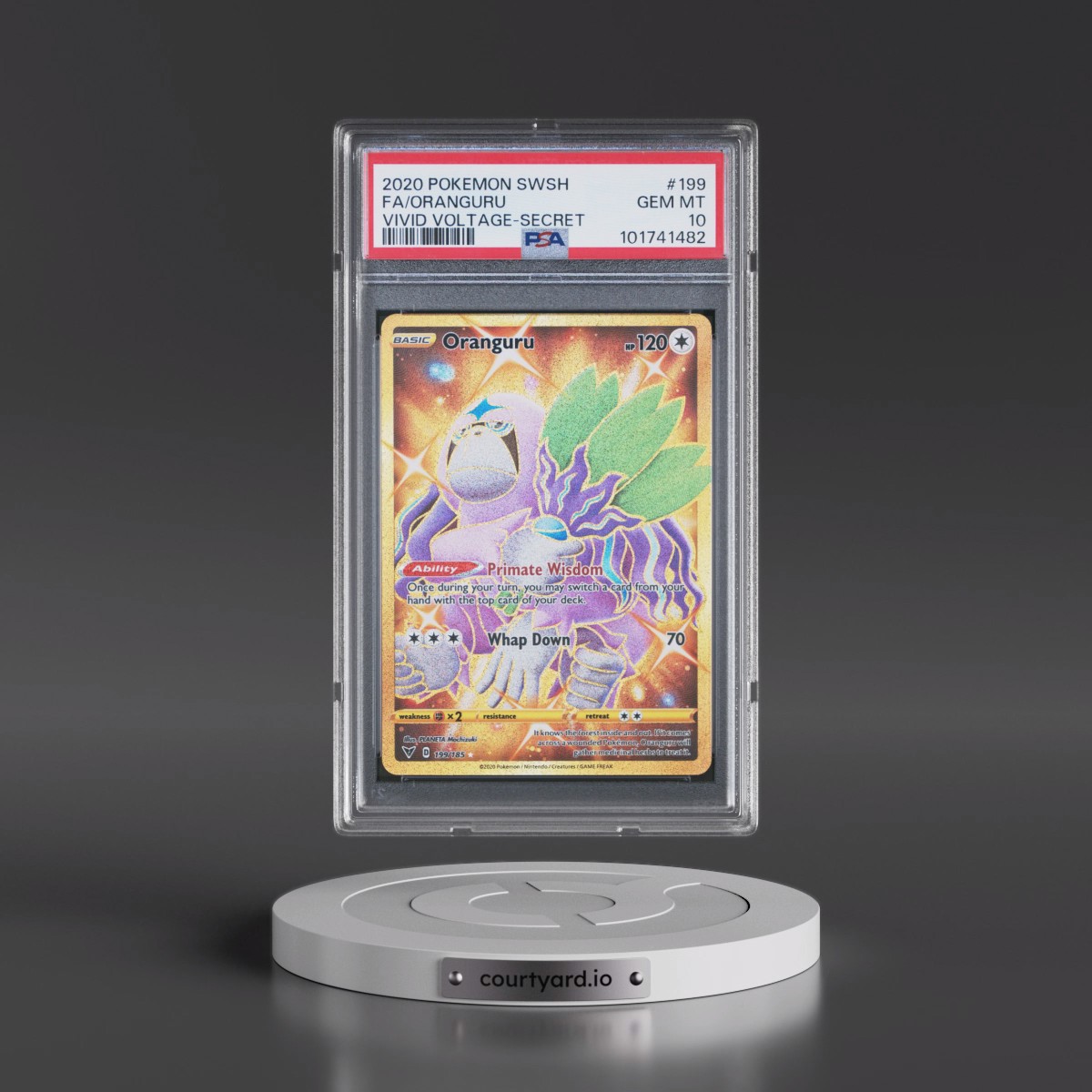 2020 Pokémon Sword & Shield Vivid Voltage #199 Oranguru - Full Art Secret (PSA 10 GEM MINT)