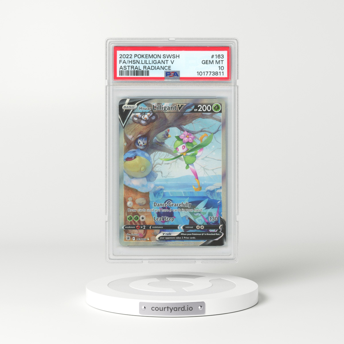 2022 Pokémon Sword & Shield Astral Radiance #163 Hisuian Lilligant V - Holo Full Art (PSA 10 GEM MINT)