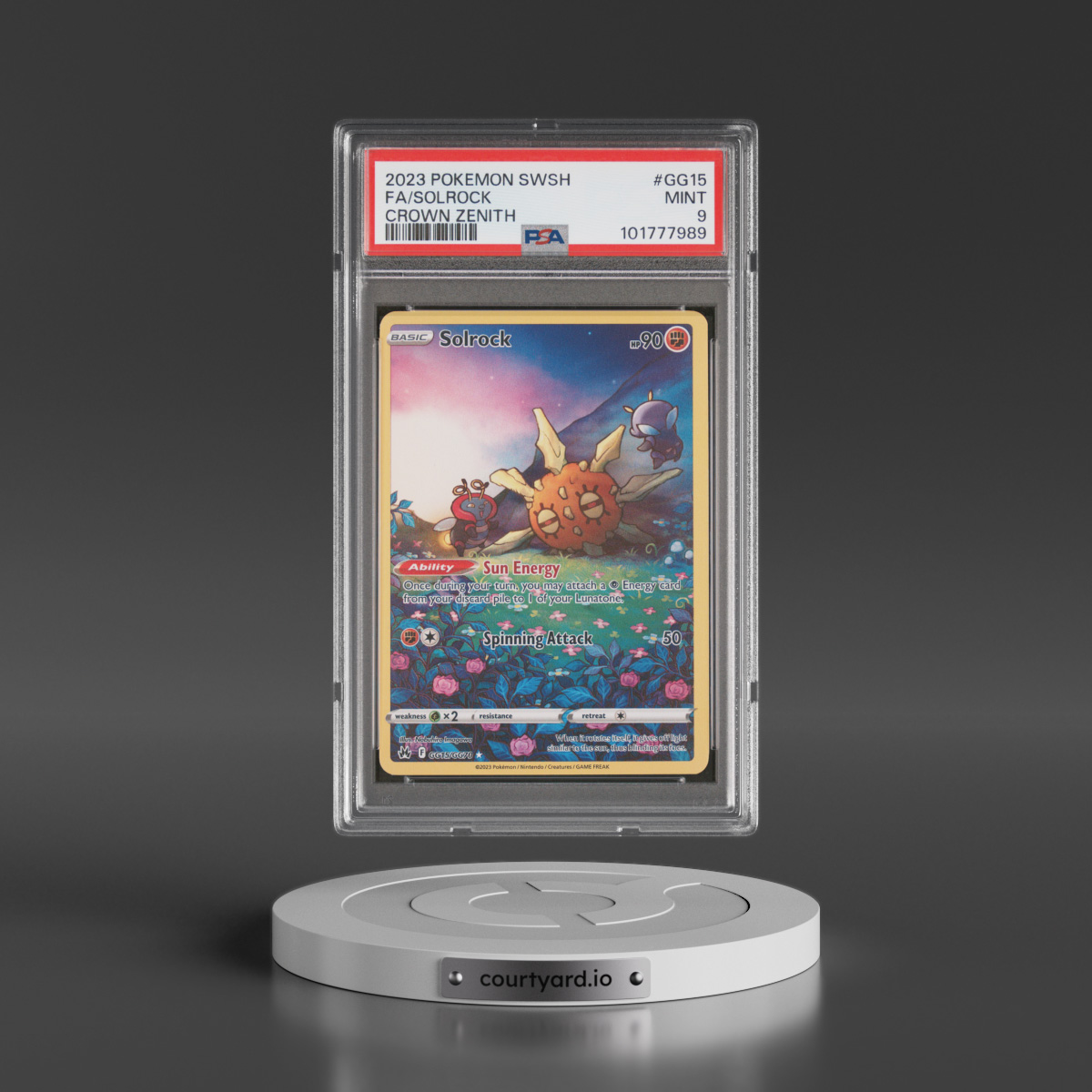 2023 Pokémon Sword and Shield Crown Zenith #GG15 Solrock - Full Art (PSA 9 MINT)