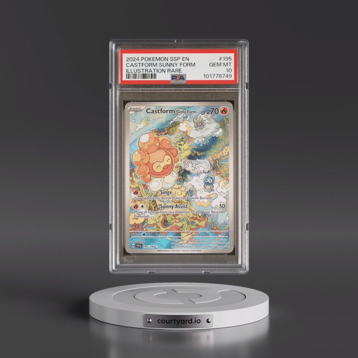 2024 Pokémon Ssp EN-Surging Sparks #195 Castform Sunny Form - Illustration Rare (PSA 10 GEM MINT)