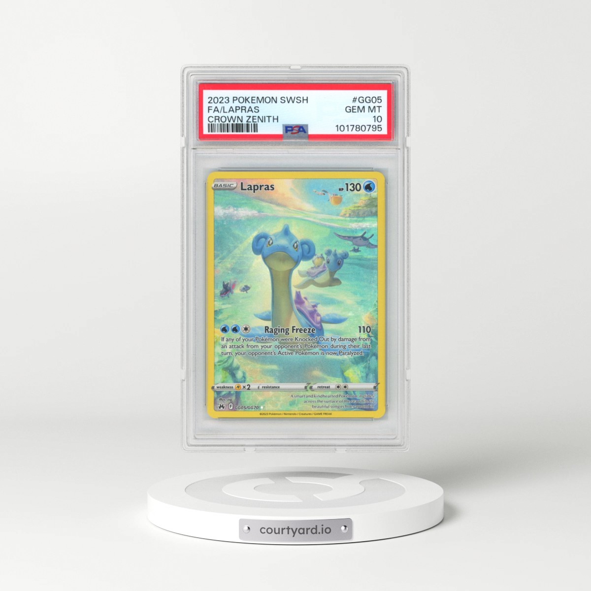 2023 Pokémon Sword and Shield Crown Zenith #GG05 Lapras - Full Art (PSA 10 GEM MINT)