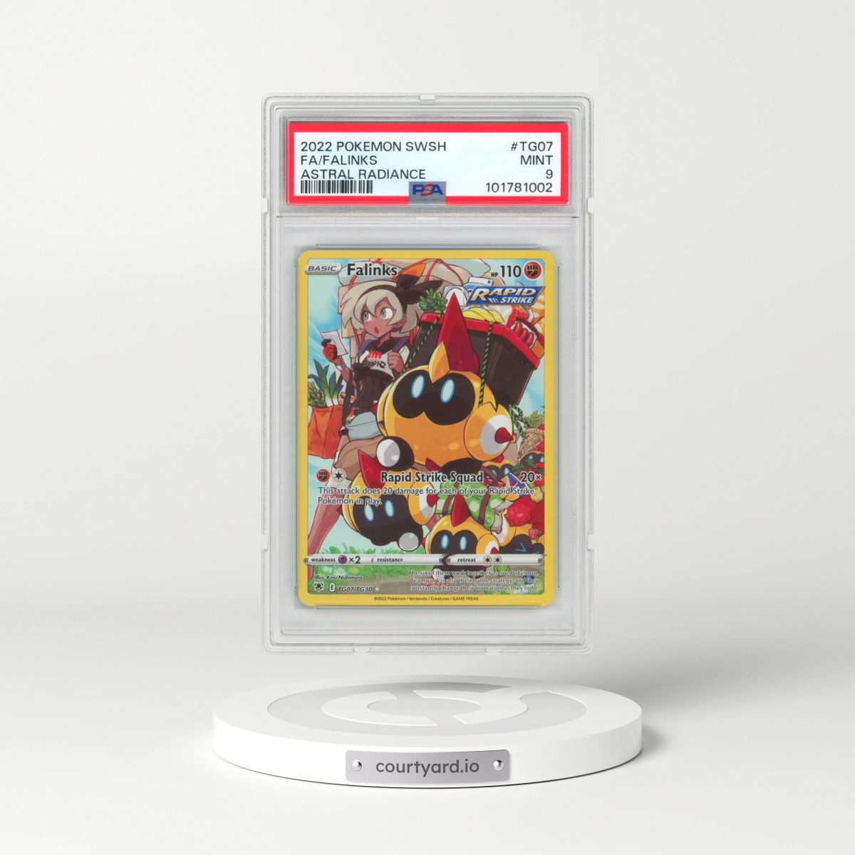 2022 Pokémon Sword & Shield Astral Radiance #TG07 Falinks - Full Art (PSA 9 MINT)