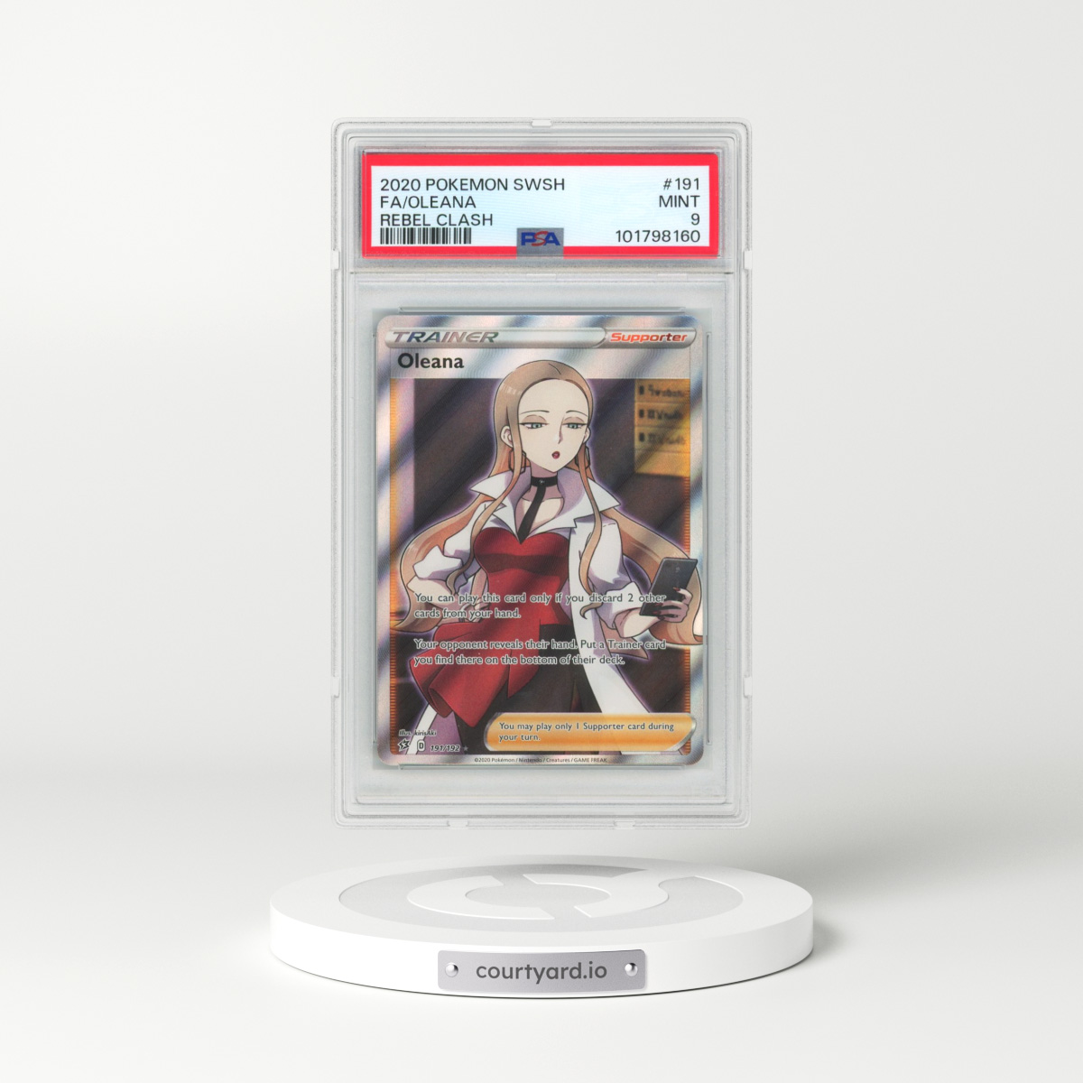2020 Pokémon Sword & Shield Rebel Clash #191 Oleana - Full Art (PSA 9 MINT)