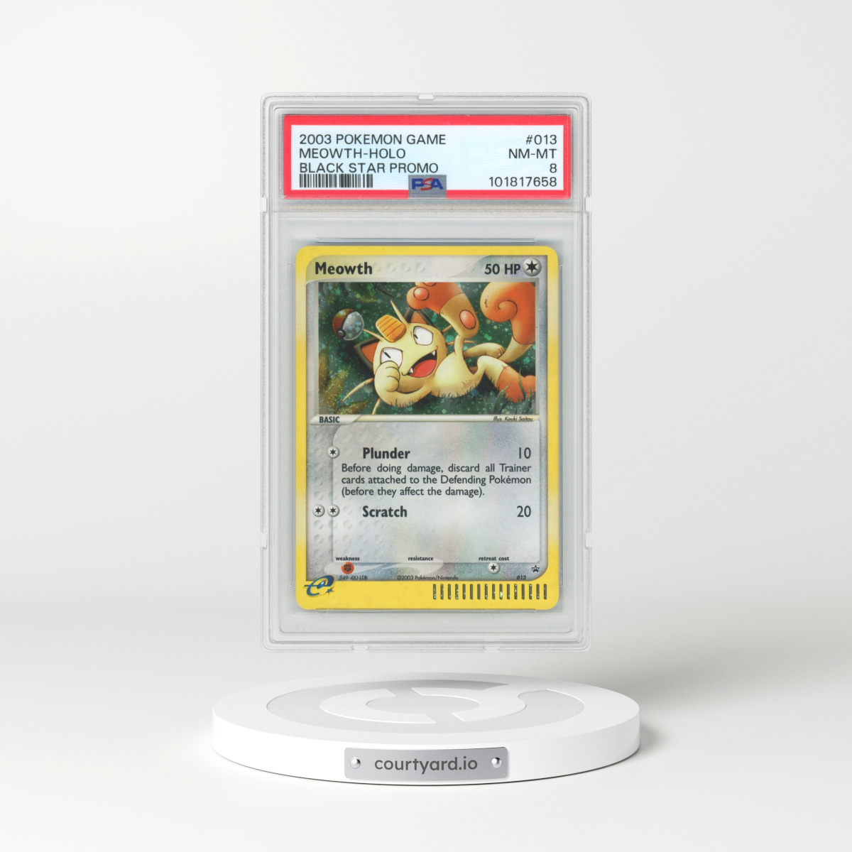 2003 Pokémon Black Star Promo #013 Meowth - Holo (PSA 8 NM-MT)
