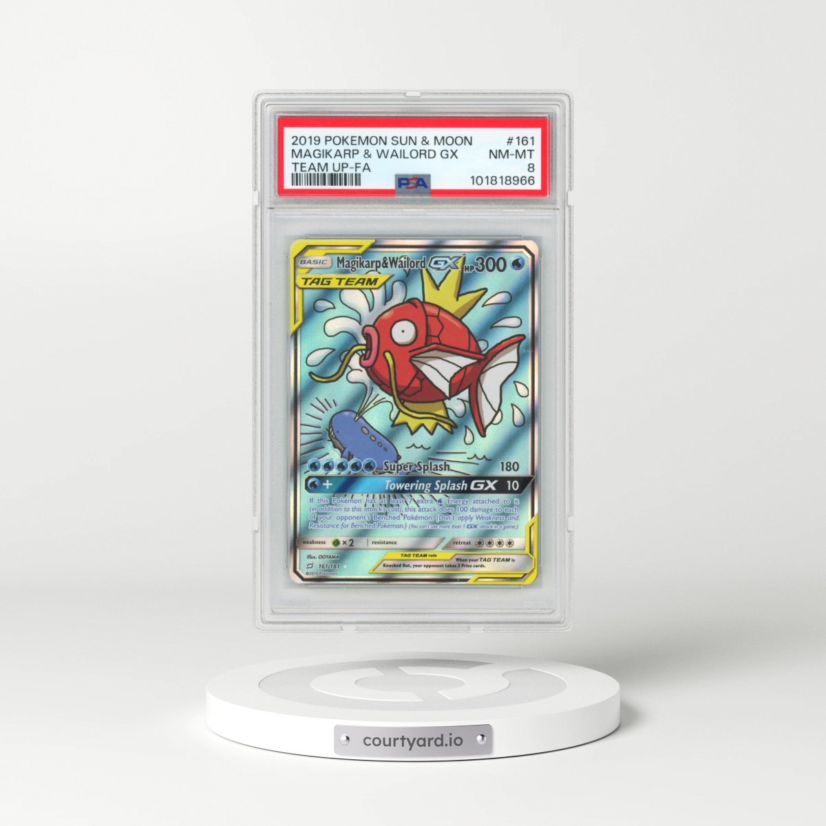 2019 Pokémon Sun & Moon Team Up #161 Magikarp & Wailord GX - Holo Full Art (PSA 8 NM-MT)