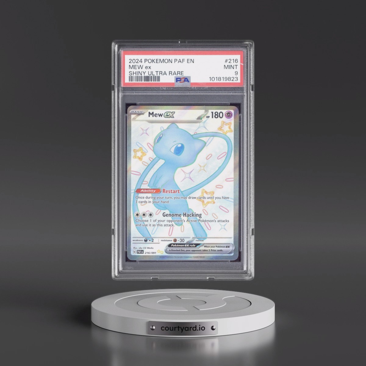 2024 Pokémon Paf EN-Paldean Fates #216 Mew EX - Holo Shiny Ultra Rare (PSA 9 MINT)