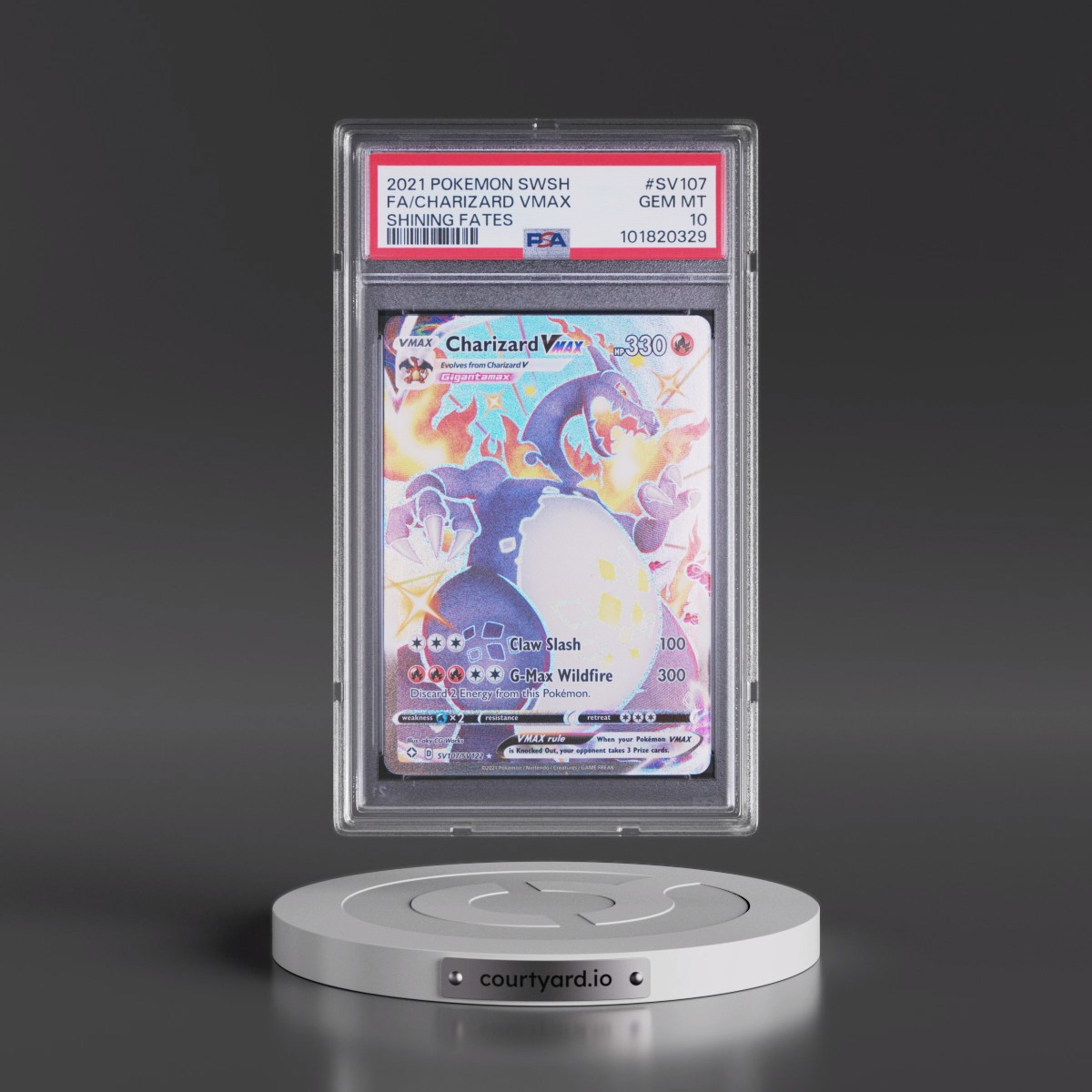 2021 Pokémon Sword & Shield Shining Fates #SV107 Charizard Vmax - Full Art (PSA 10 GEM MINT)