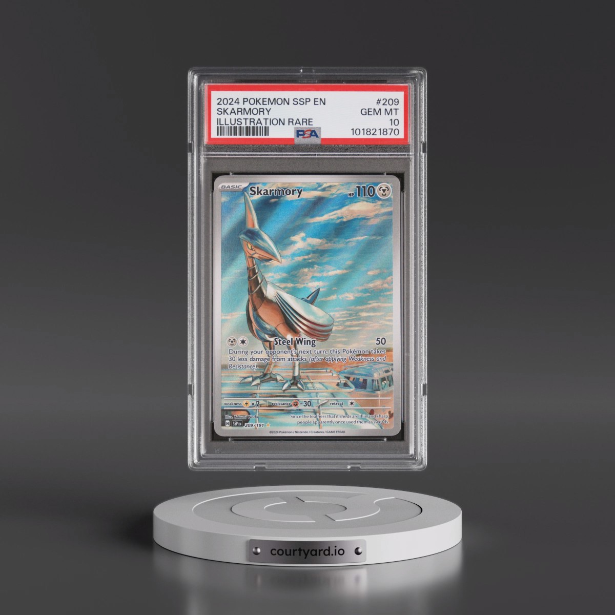 2024 Pokémon Ssp EN-Surging Sparks #209 Skarmory - Illustration Rare (PSA 10 GEM MINT)