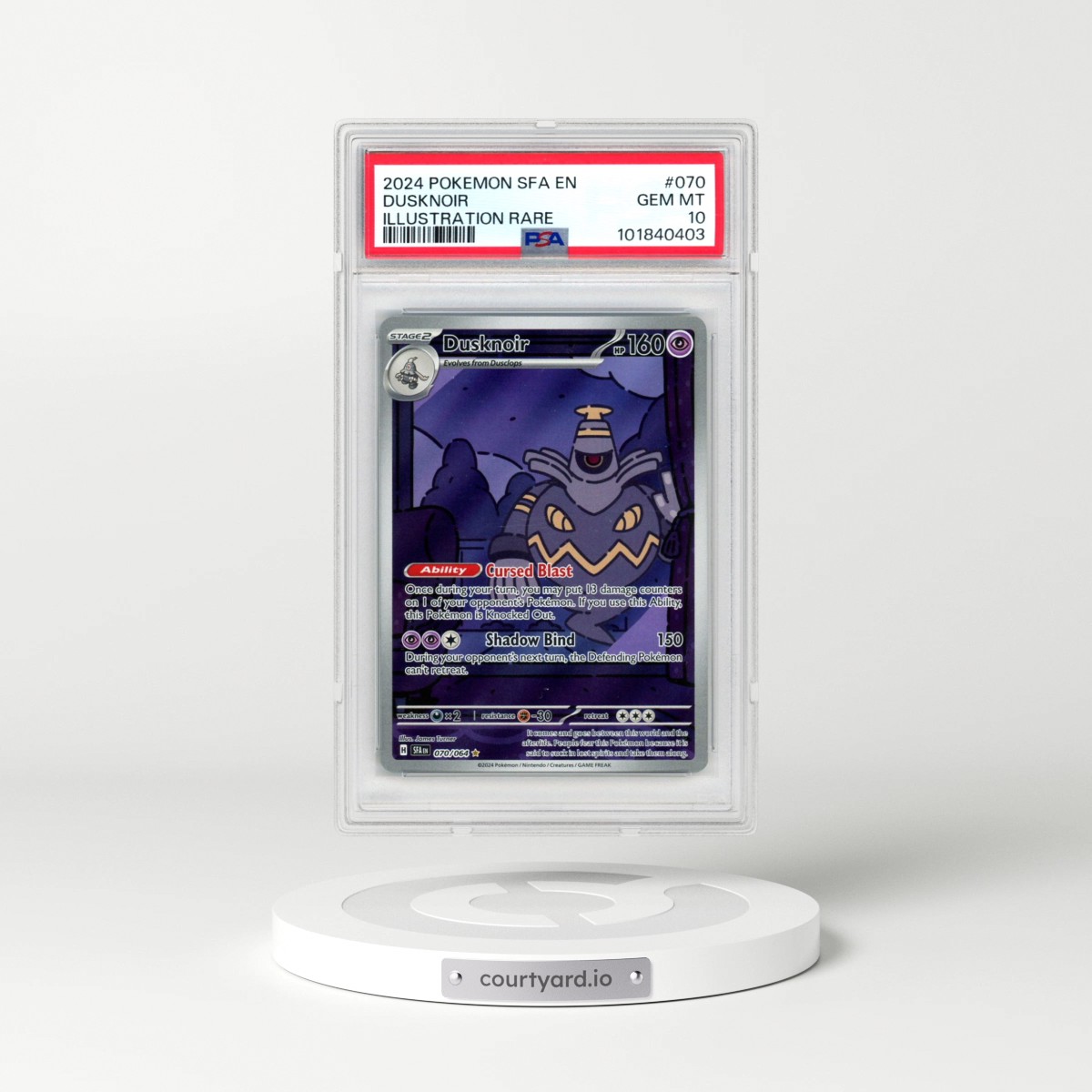 2024 Pokémon Sfa EN-Shrouded Fable #070 Dusknoir - Illustration Rare (PSA 10 GEM MINT)