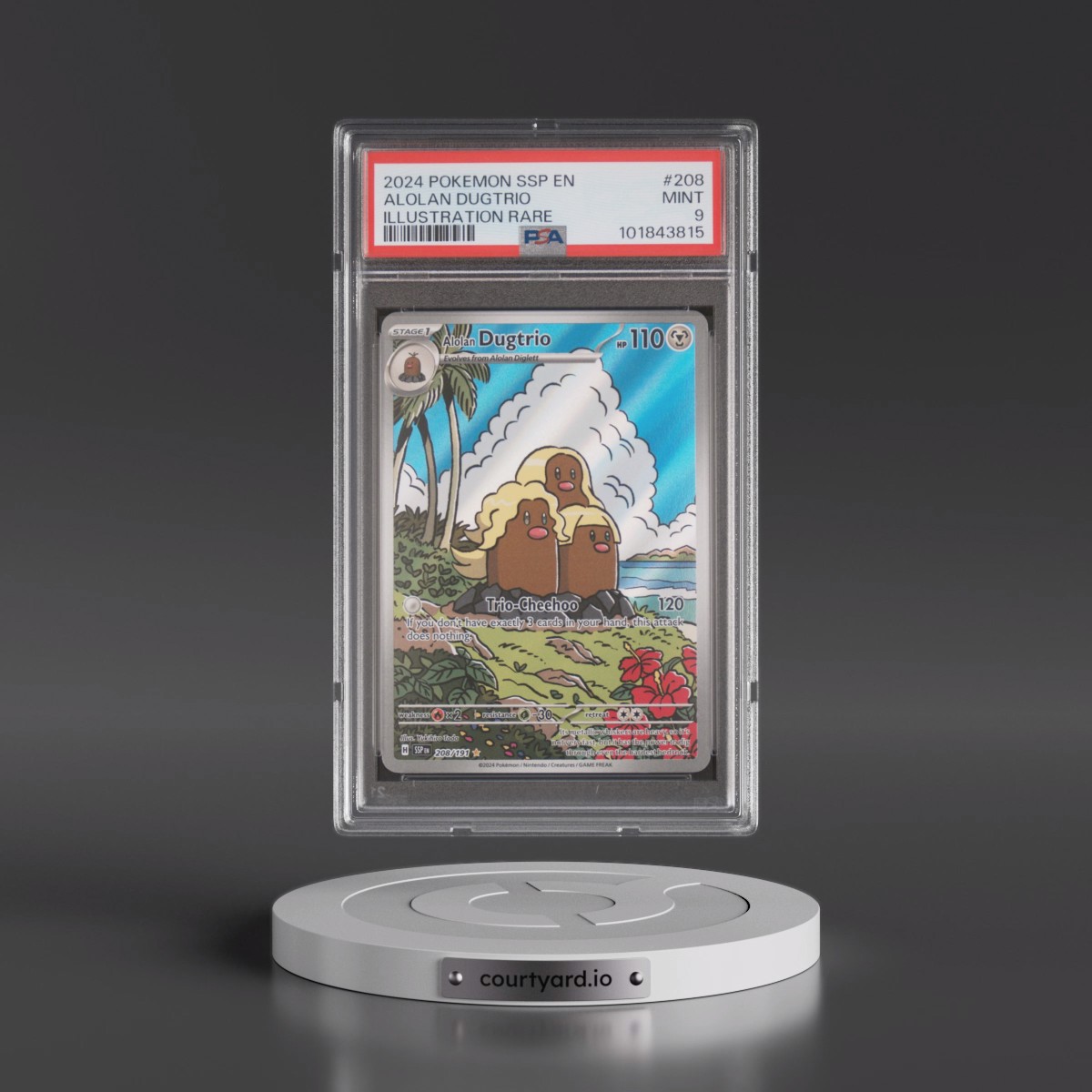2024 Pokémon Ssp EN-Surging Sparks #208 Alolan Dugtrio - Illustration Rare (PSA 9 MINT)