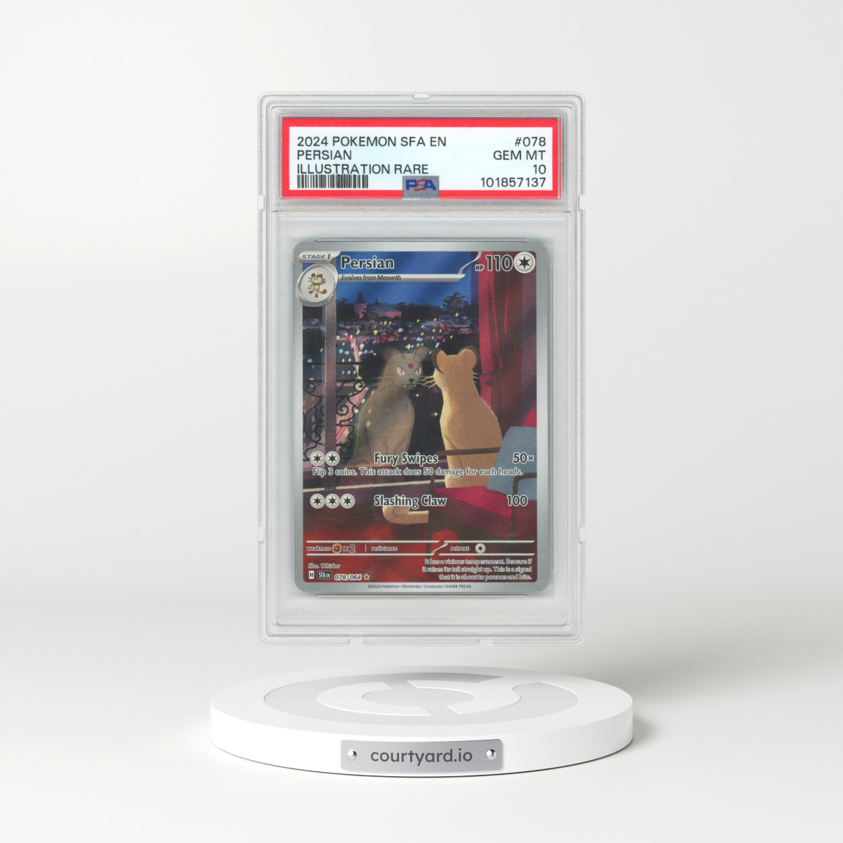 2024 Pokémon Sfa EN-Shrouded Fable #078 Persian - Illustration Rare (PSA 10 GEM MINT)