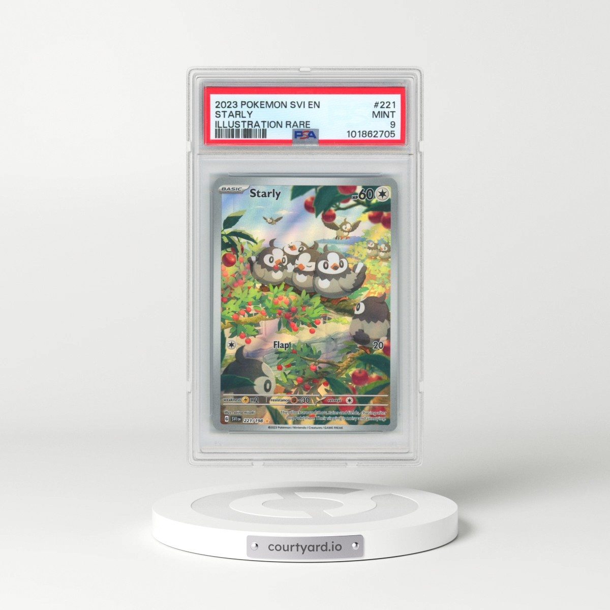 2023 Pokémon Svi EN-Scarlet & Violet #221 Starly - Illustration Rare (PSA 9 MINT)