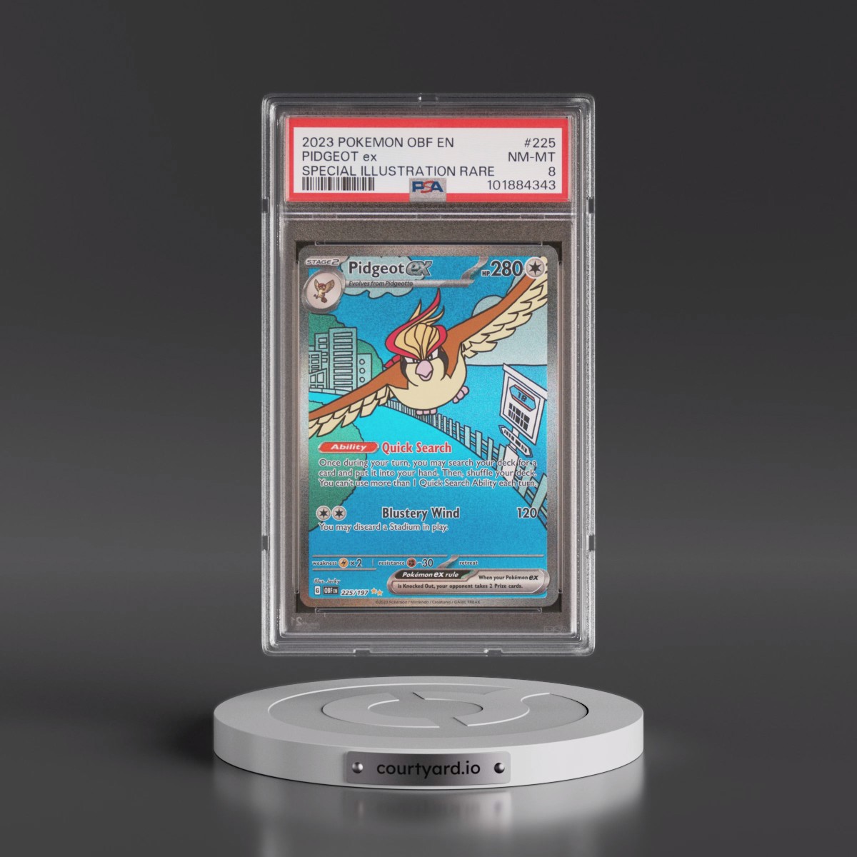2023 Pokémon Obf EN-Obsidian Flames #225 Pidgeot EX - Holo Special Illustration Rare (PSA 8 NM-MT)