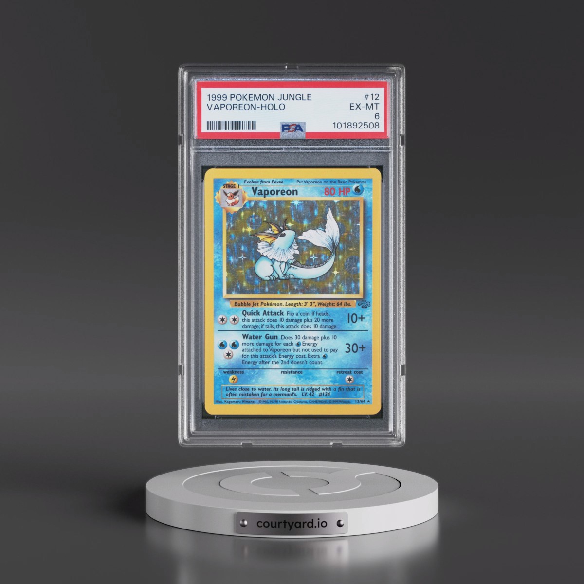 1999 Pokémon Jungle #12 Vaporeon - Holo (PSA 6 EX-MT)