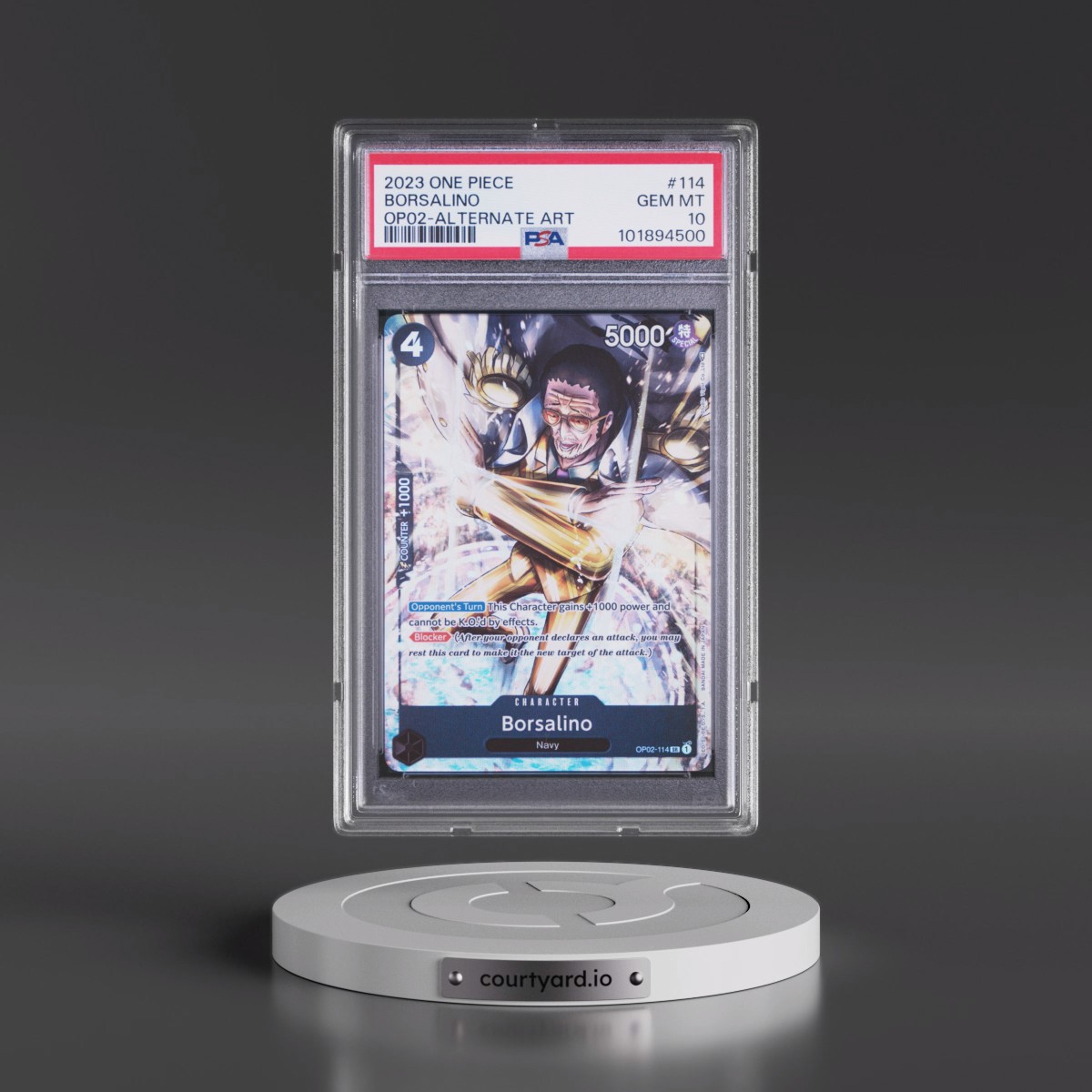 2023 One Piece OP02-Paramount War Borsalino - Alternate Art #114 PSA 10