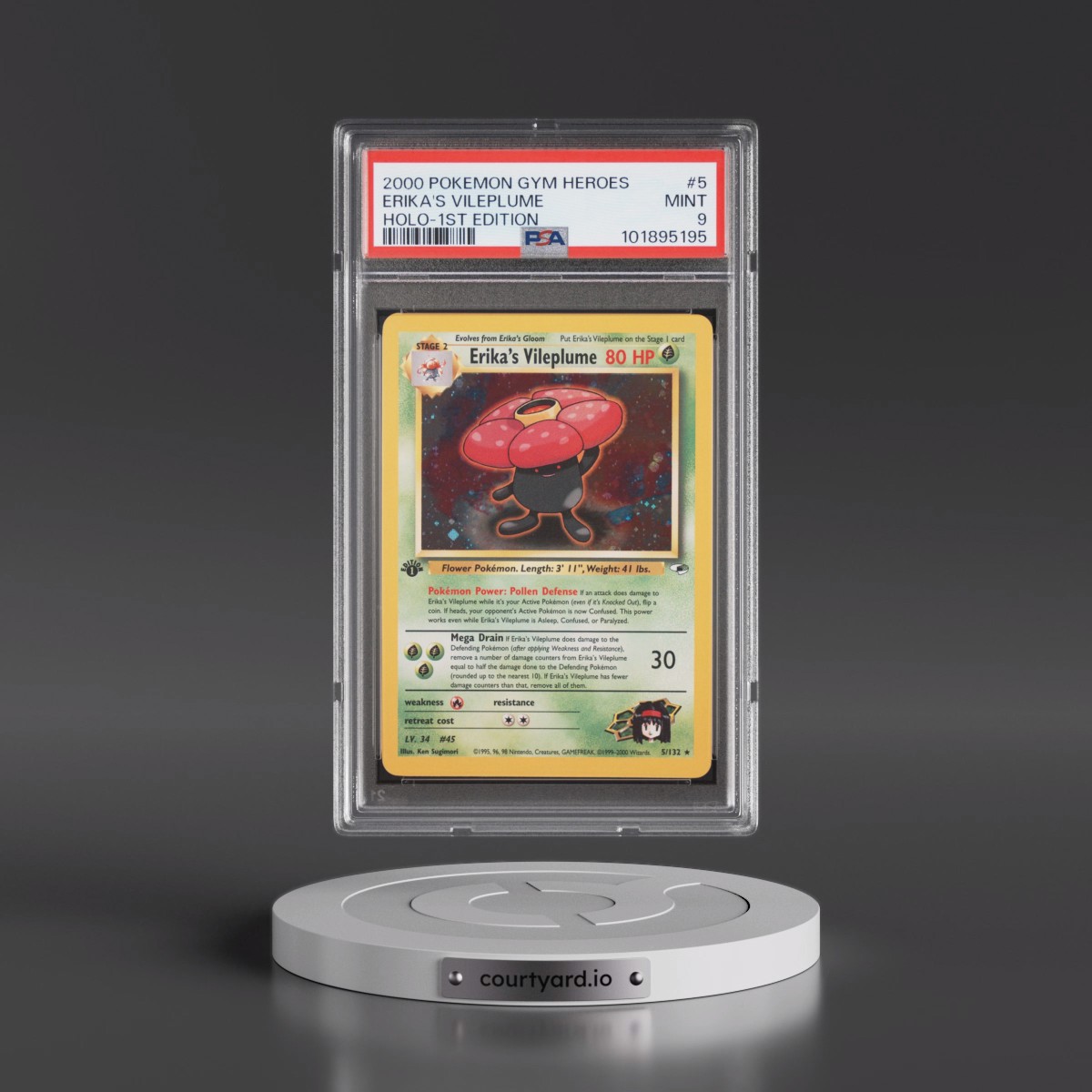 2000 Pokémon Gym Heroes #5 Erika's Vileplume - 1st Edition Holo (PSA 9 MINT)