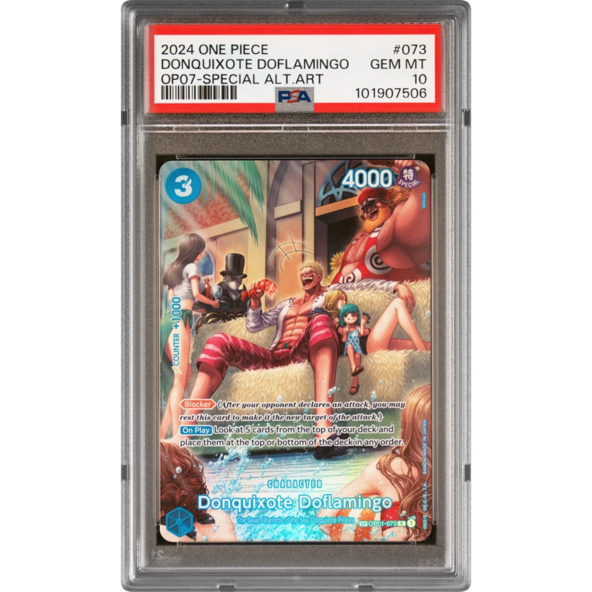2024 One Piece OP07-500 Years in the Future #073 Donquixote Doflamingo - Special Alternate Art (PSA 10 GEM MINT)