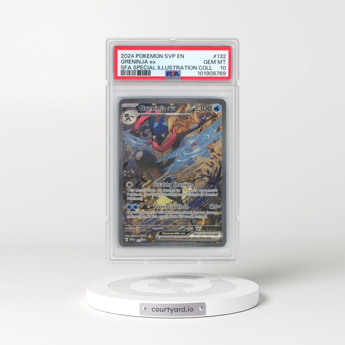 2024 Pokémon Svp EN-SV Black Star Promo #132 Greninja EX - Holo Shrouded Fable Special Illustration Collection (PSA 10 GEM MINT)