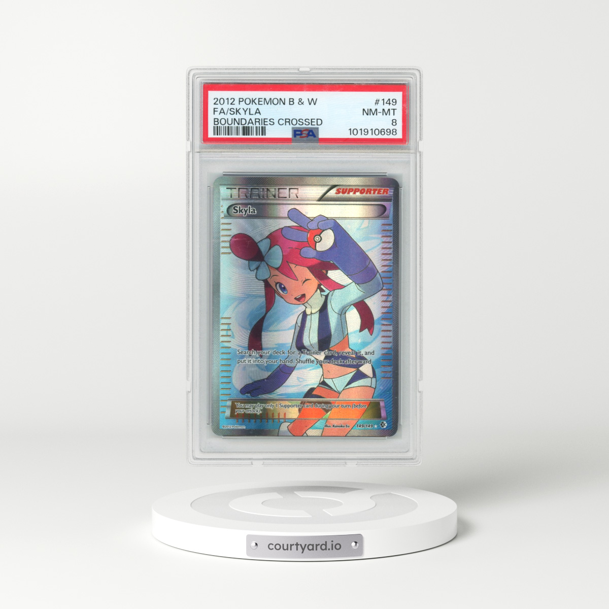 2012 Pokémon Black & White Boundaries Crossed #149 Skyla - Full Art (PSA 8 NM-MT)