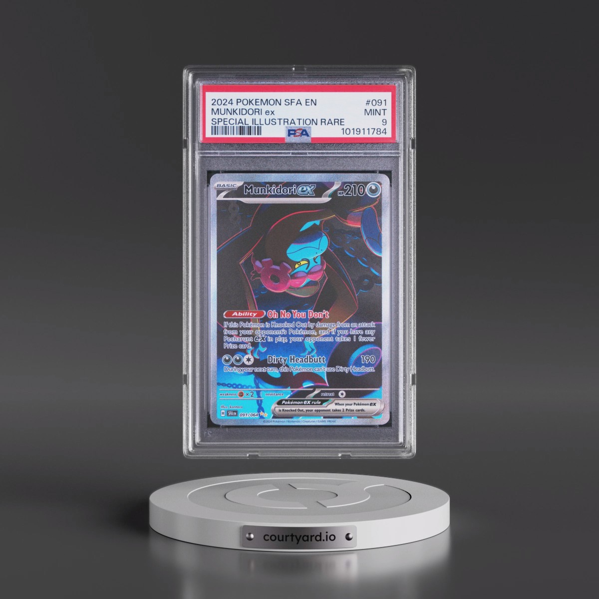 2024 Pokémon Sfa EN-Shrouded Fable #091 Munkidori EX - Holo Special Illustration Rare (PSA 9 MINT)