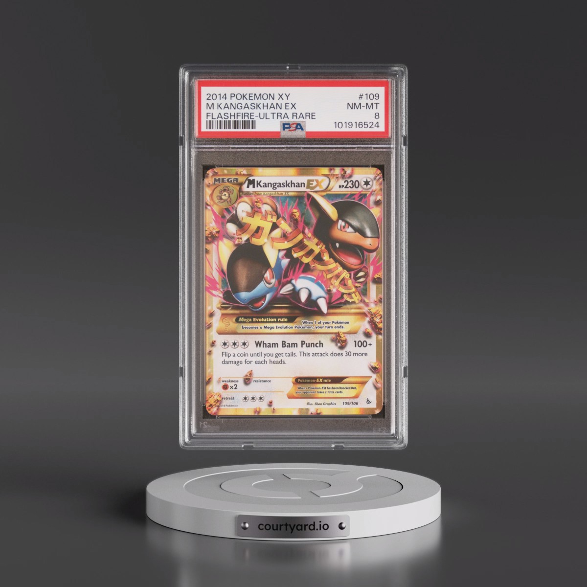 2014 Pokémon XY Flashfire #109 M Kangaskhan EX - Holo Ultra Rare (PSA 8 NM-MT)