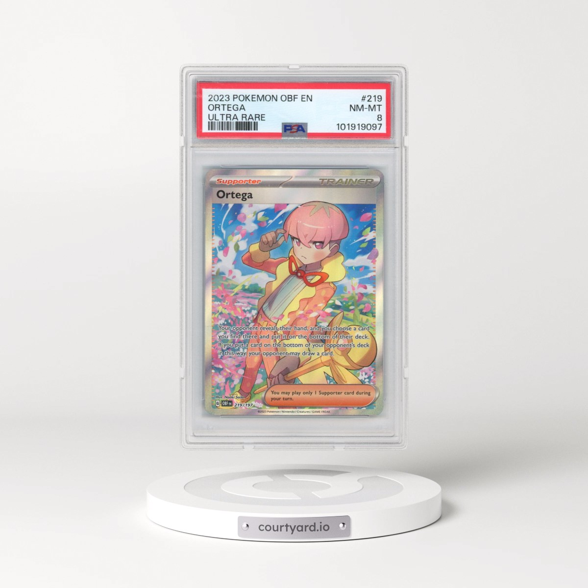 2023 Pokémon Obf EN-Obsidian Flames #219 Ortega - Ultra Rare (PSA 8 NM-MT)