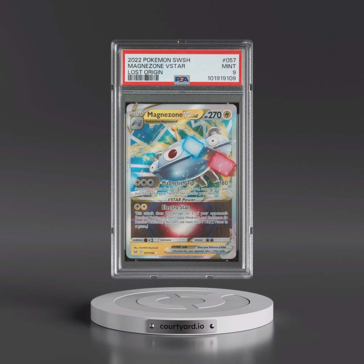 2022 Pokémon Sword & Shield Lost Origin #057 Magnezone Vstar (PSA 9 MINT)