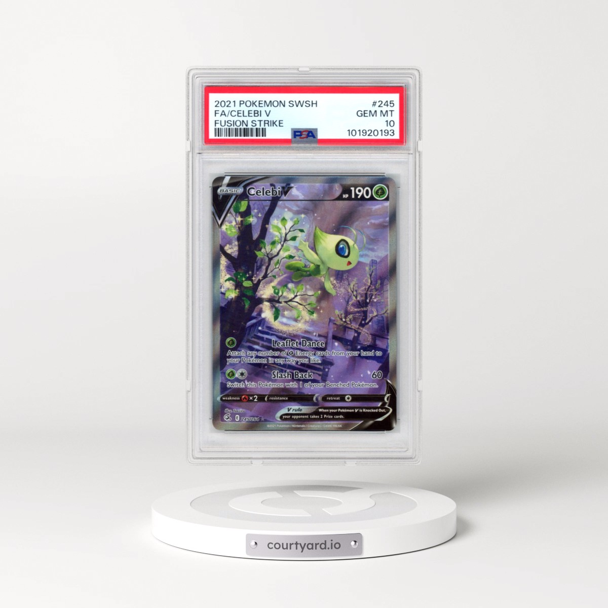 2021 Pokémon Sword & Shield Fusion Strike #245 Celebi V - Holo Full Art (PSA 10 GEM MINT)
