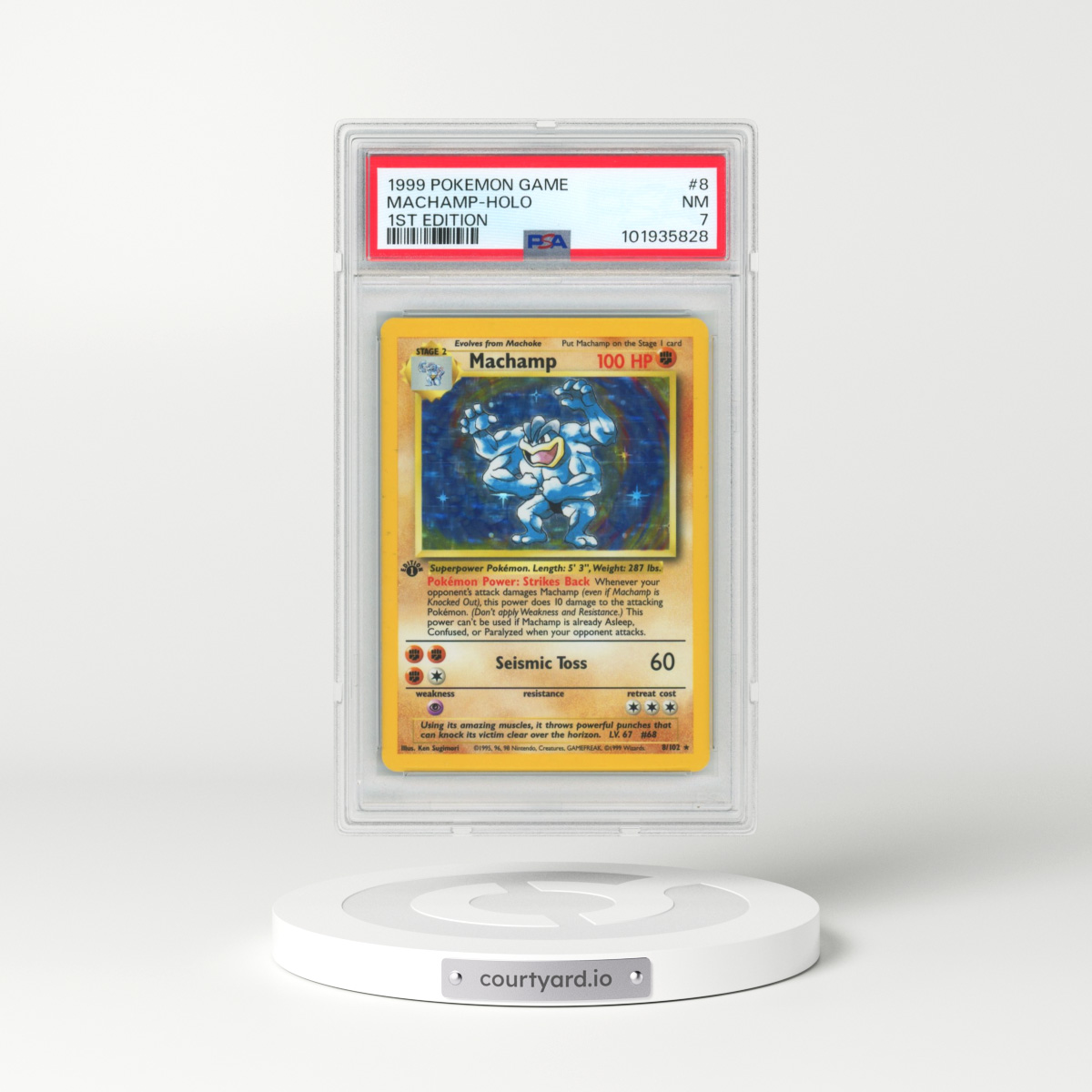 1999 Pokémon Game #8 Machamp - 1st Edition Holo (PSA 7 NM)