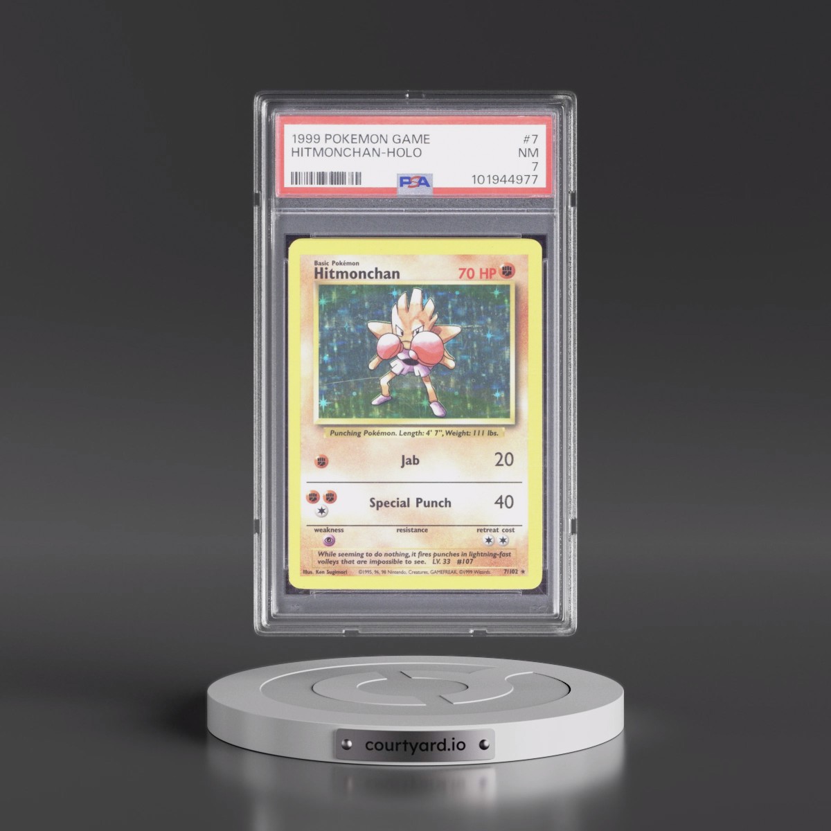 1999 Pokémon Game #7 Hitmonchan - Holo (PSA 7 NM)