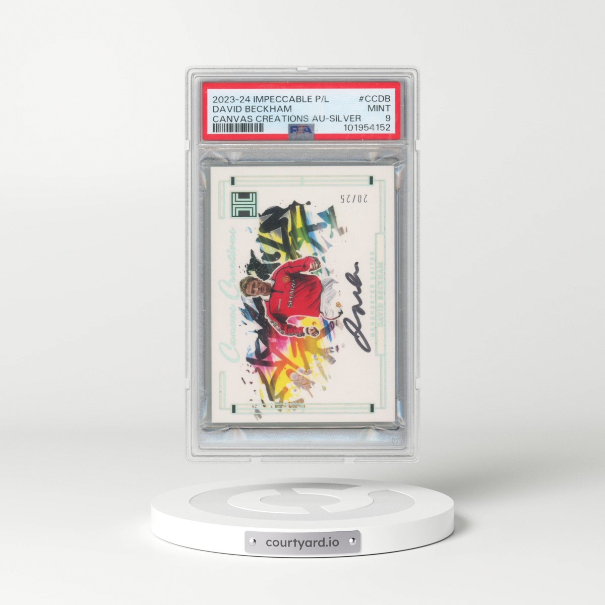2023-24 Panini Impeccable Premier League Canvas Creations Autographs #CCDB David Beckham - Silver (PSA 9 MINT)