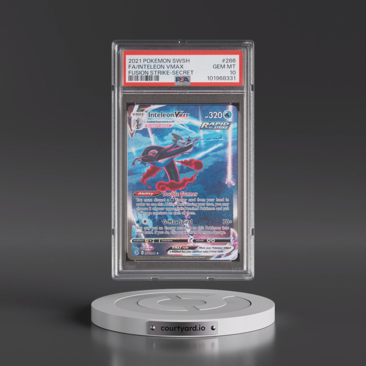 2021 Pokémon Sword & Shield Fusion Strike #266 Inteleon Vmax - Full Art Secret (PSA 10 GEM MINT)