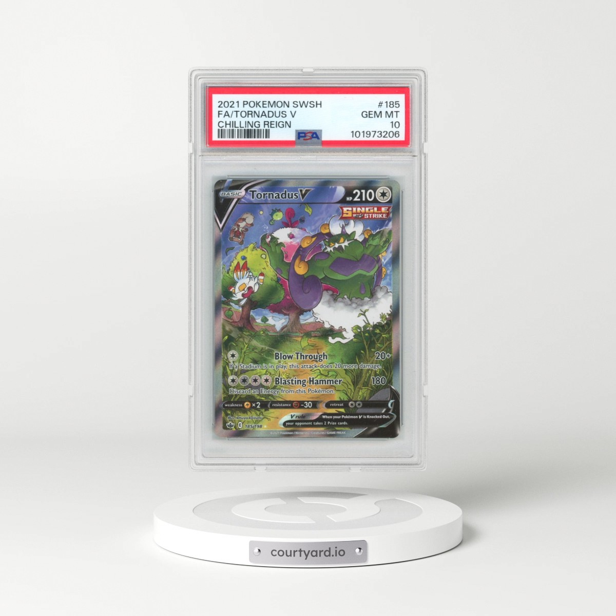 2021 Pokémon Sword & Shield Chilling Reign #185 Tornadus V - Holo Full Art (PSA 10 GEM MINT)