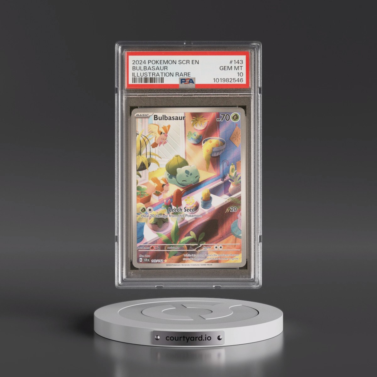 2024 Pokémon Scr EN-Stellar Crown #143 Bulbasaur - Illustration Rare (PSA 10 GEM MINT)