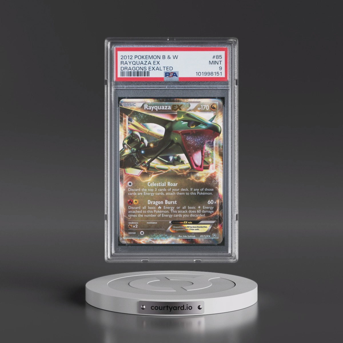 2012 Pokémon Black & White Dragons Exalted #85 Rayquaza EX - Holo (PSA 9 MINT)