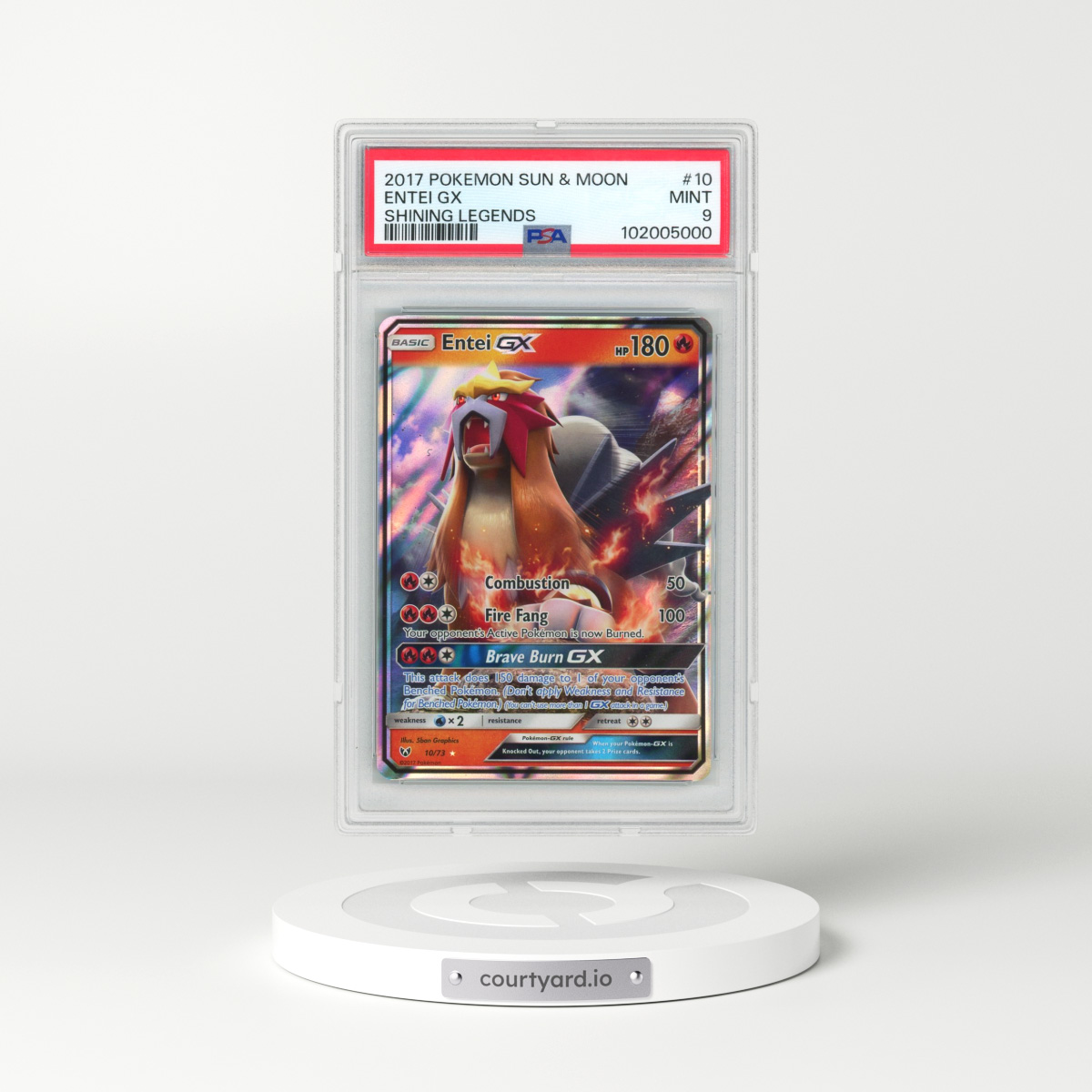 2017 Pokémon Sun & Moon Shining Legends #10 Entei GX - Holo (PSA 9 MINT)