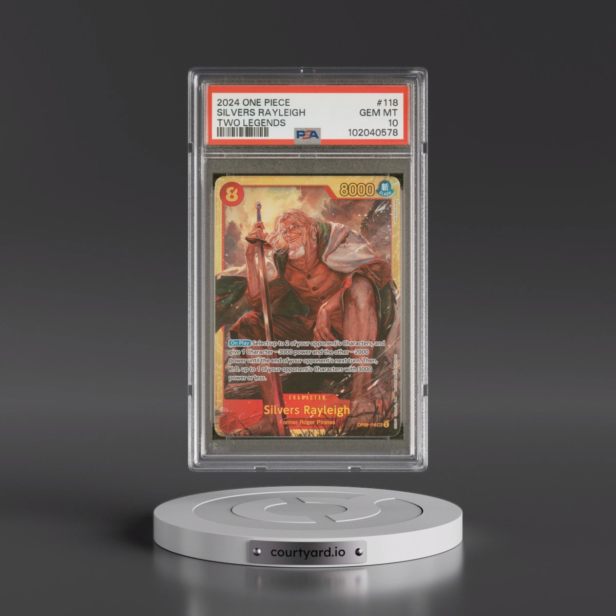 2024 One Piece OP08-Two Legends #118 Silvers Rayleigh (PSA 10 GEM MINT)