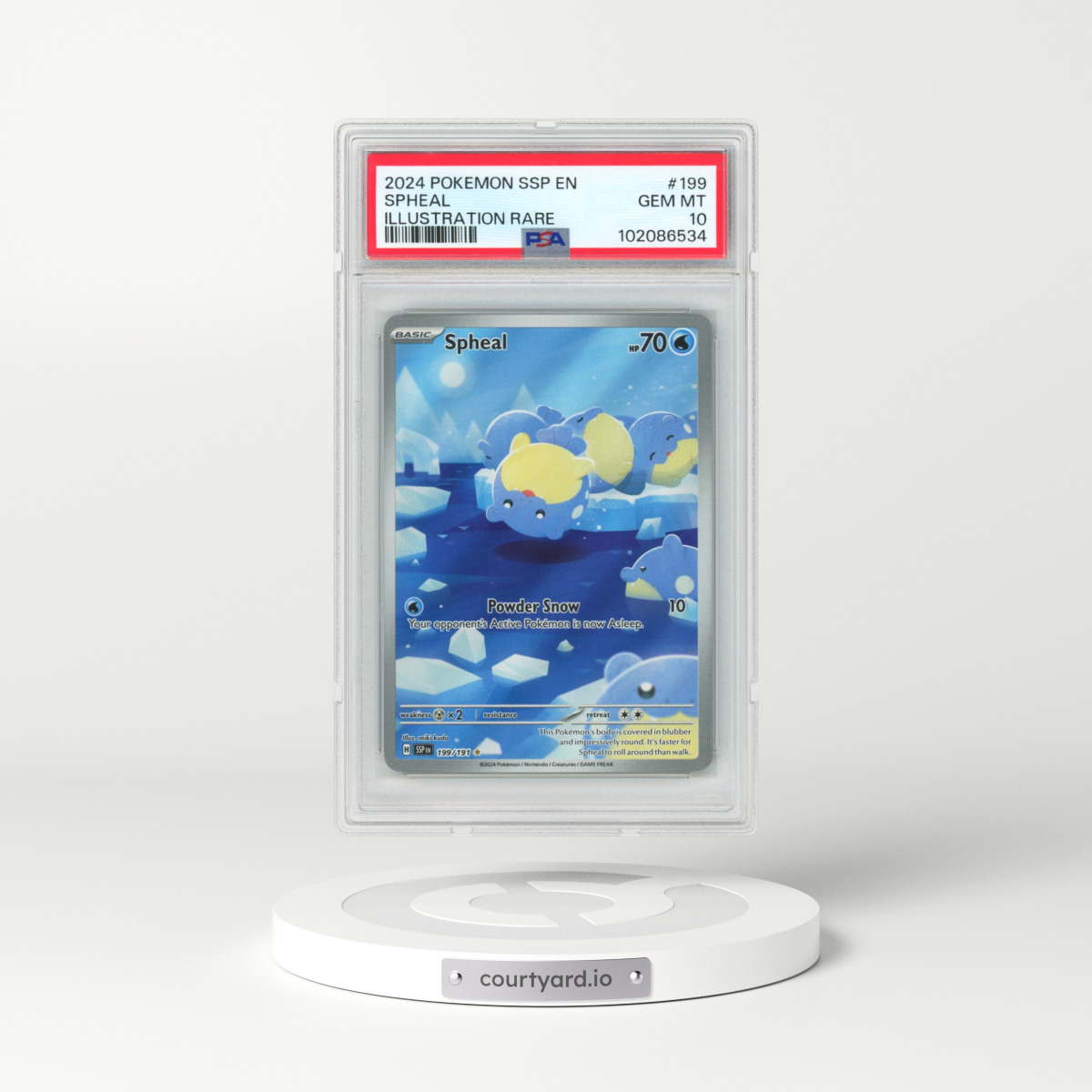 2024 Pokémon Ssp EN-Surging Sparks #199 Spheal - Illustration Rare (PSA 10 GEM MINT)