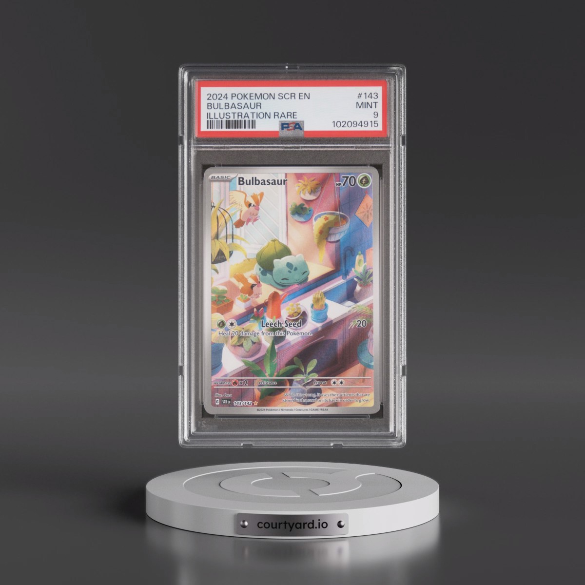 2024 Pokémon Scr EN-Stellar Crown #143 Bulbasaur - Illustration Rare (PSA 9 MINT)