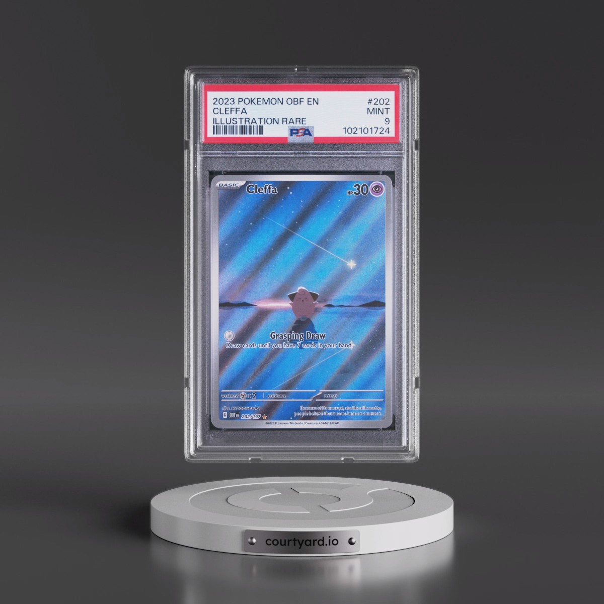 2023 Pokémon Obf EN-Obsidian Flames #202 Cleffa - Illustration Rare (PSA 9 MINT)