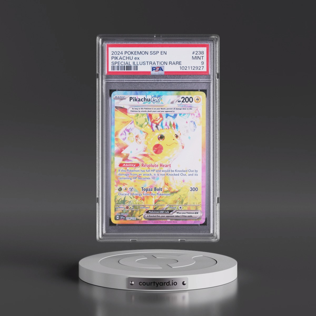 2024 Pokémon Ssp EN-Surging Sparks #238 Pikachu EX - Holo Special Illustration Rare (PSA 9 MINT)