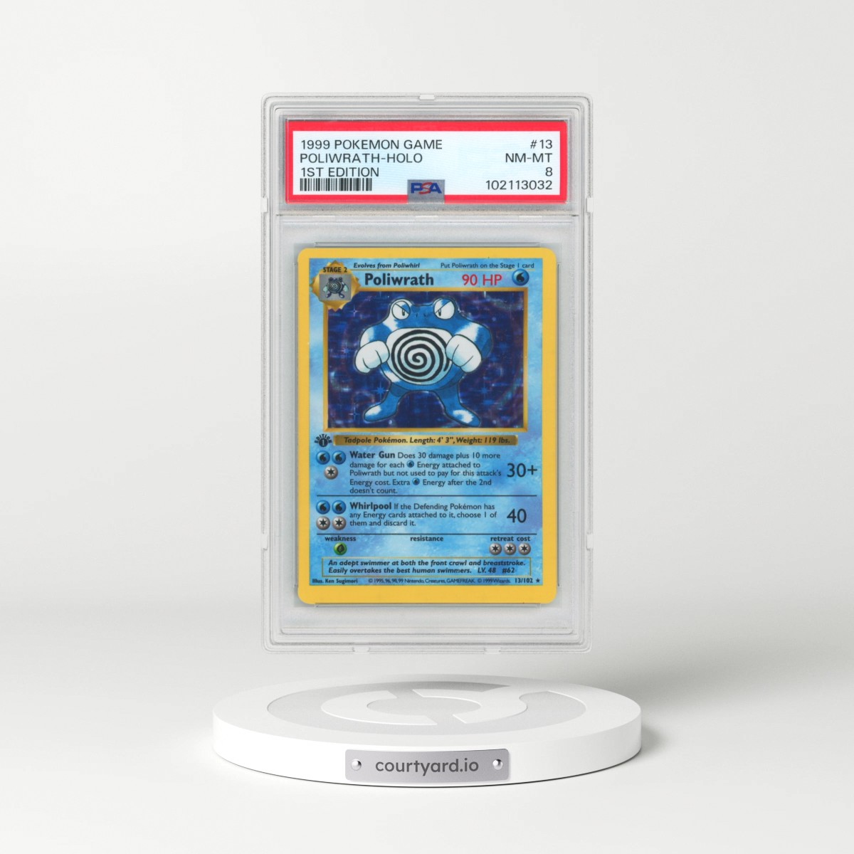 1999 Pokémon Game #13 Poliwrath - 1st Edition Holo (PSA 8 NM-MT)