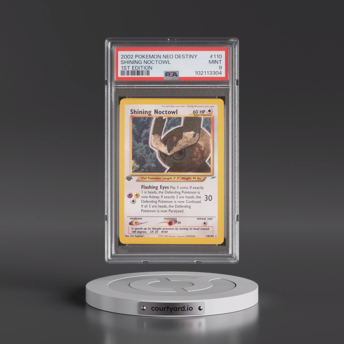 2002 Pokémon Neo Destiny #110 Shining Noctowl - 1st Edition Holo (PSA 9 MINT)