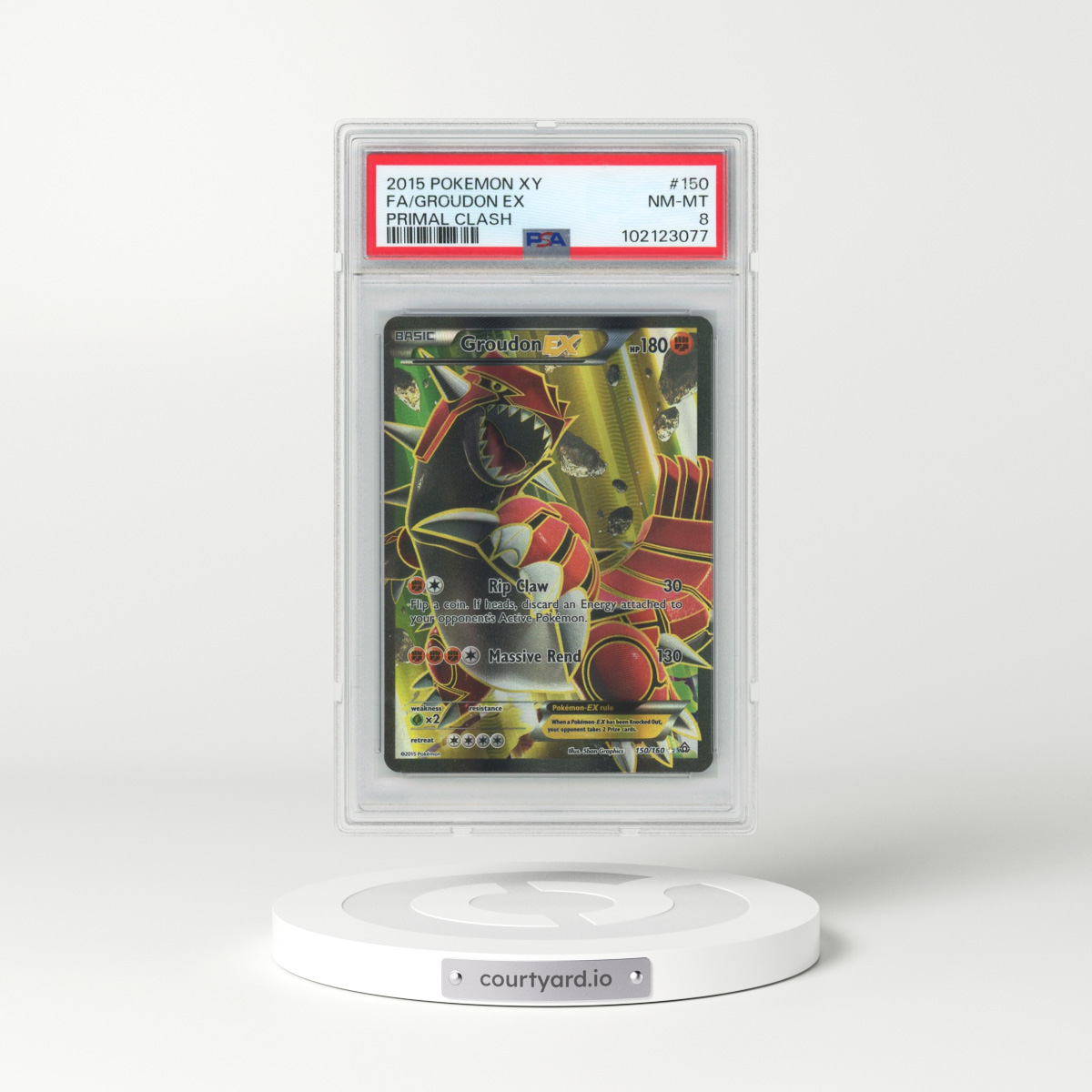 2015 Pokémon XY Primal Clash #150 Groudon EX - Holo Full Art (PSA 8 NM-MT)