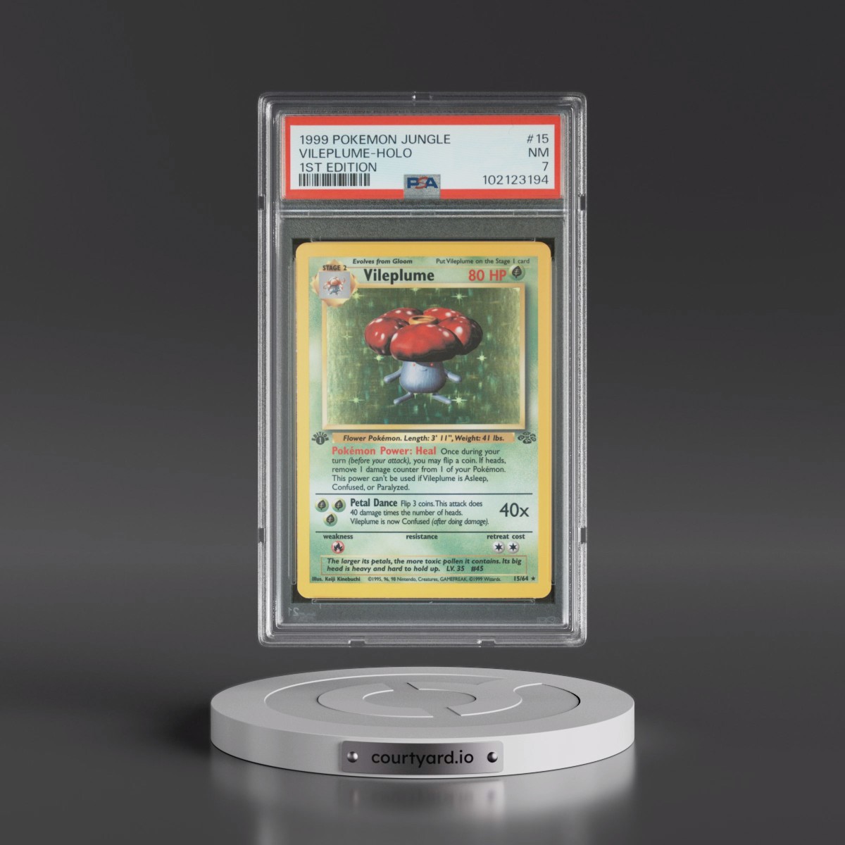 1999 Pokémon Jungle #15 Vileplume - 1st Edition Holo (PSA 7 NM)