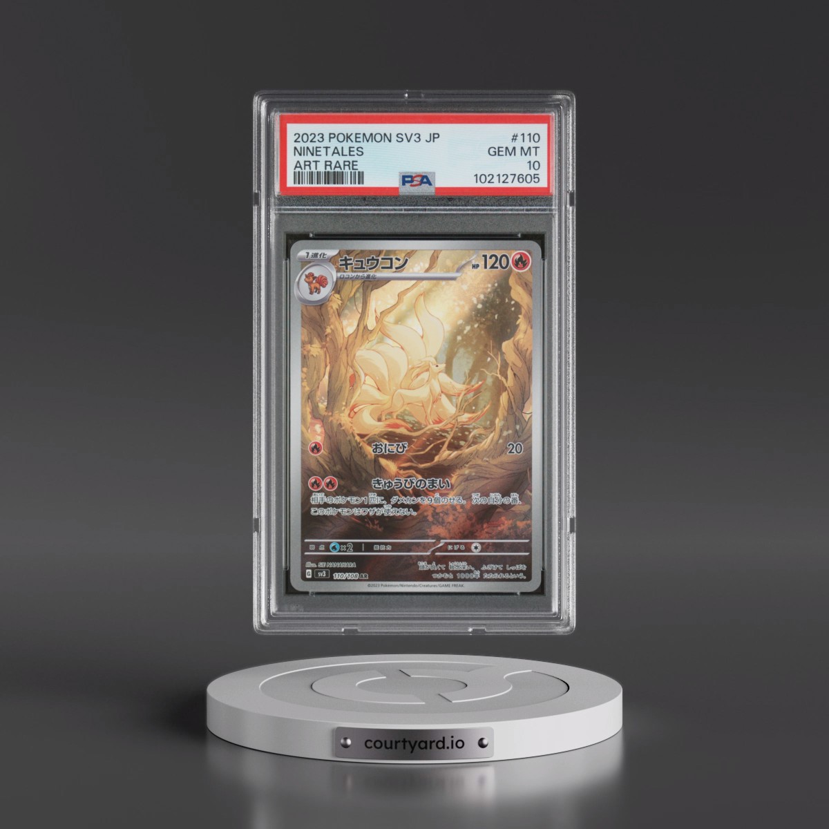 2023 Pokémon SV3-Ruler of the Black Flame #110 Ninetales - Art Rare (PSA 10 GEM MINT)