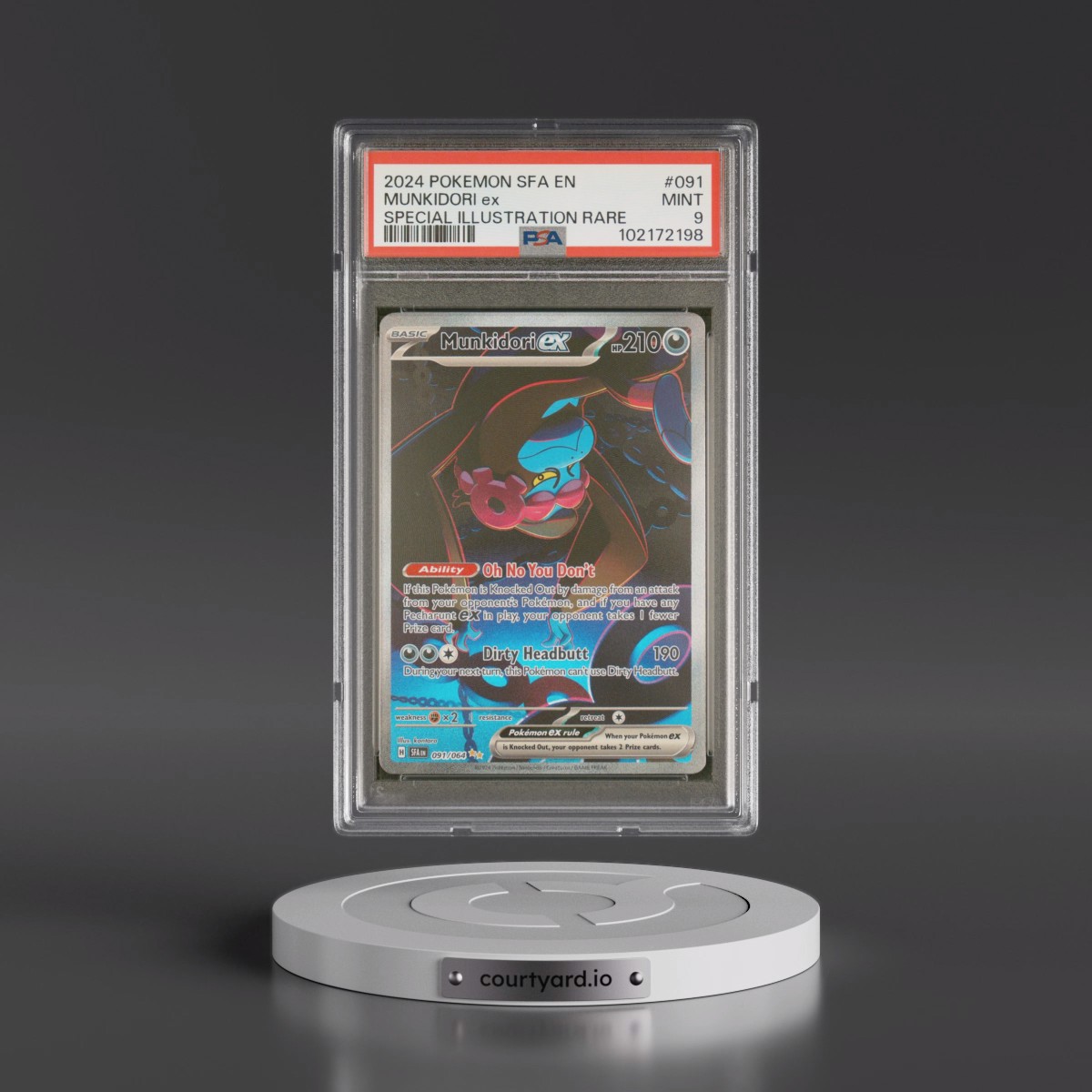 2024 Pokémon Sfa EN-Shrouded Fable #091 Munkidori EX - Holo Special Illustration Rare (PSA 9 MINT)