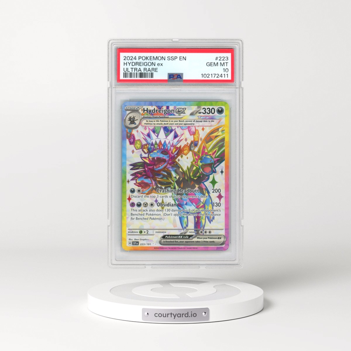 2024 Pokémon Ssp EN-Surging Sparks #223 Hydreigon EX - Holo Ultra Rare (PSA 10 GEM MINT)