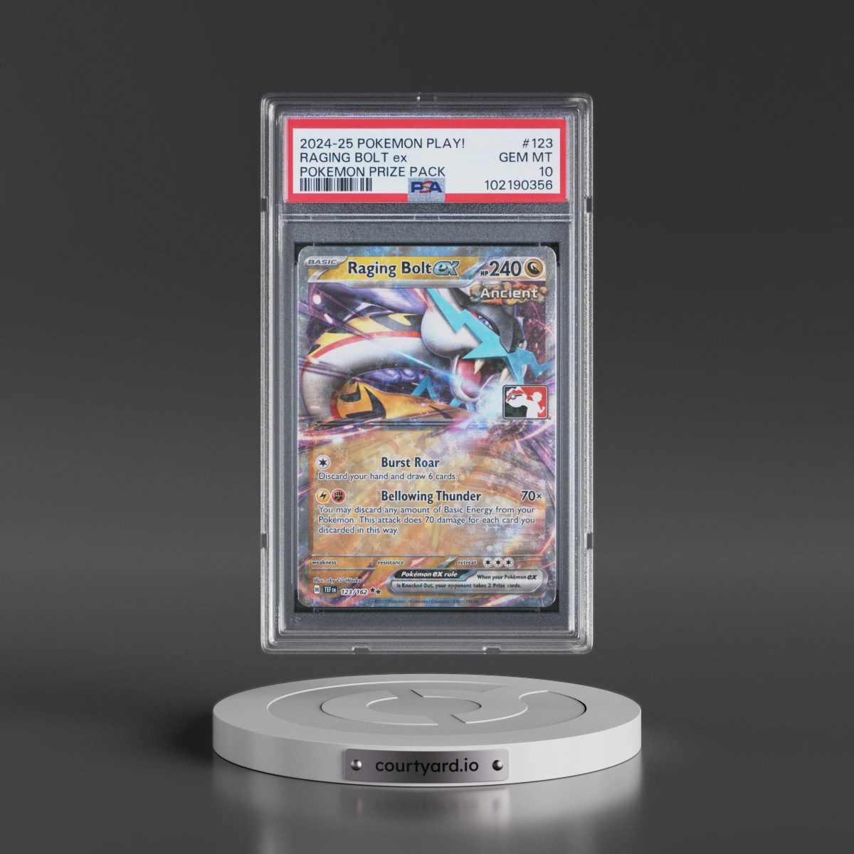 2024-2025 Pokémon Play! Pokemon Prize Pack #123 Raging Bolt EX - Holo (PSA 10 GEM MINT)