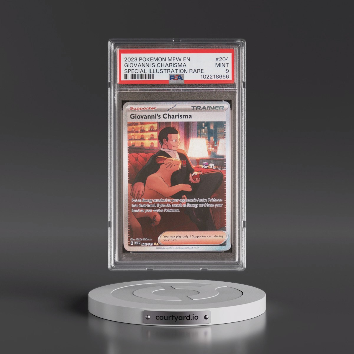 2023 Pokémon Mew EN-151 #204 Giovanni's Charisma - Special Illustration Rare (PSA 9 MINT)